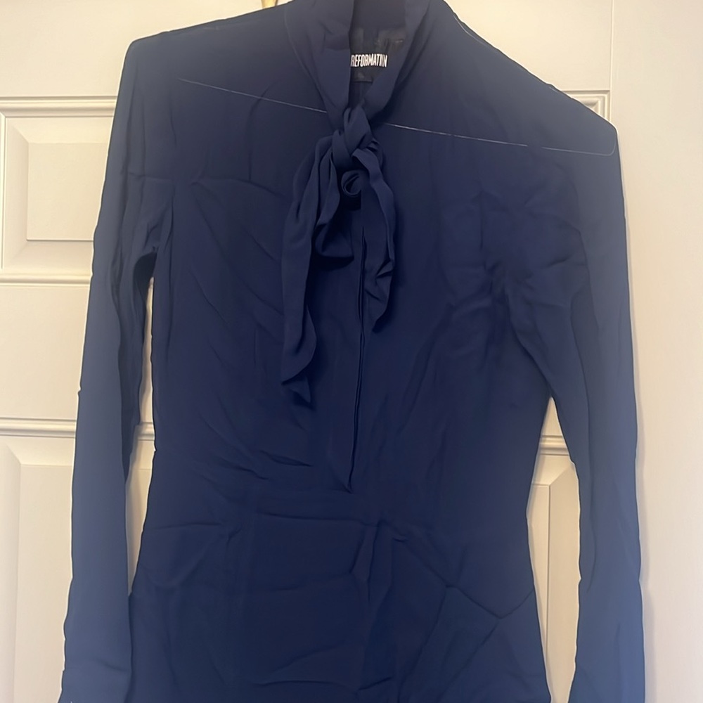 Reformation fox tie neck long sleeve EUC